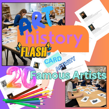 Preview of Art History Flash Card Maker Activity - Featuring 20 Famous Artists!