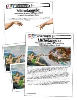 Preview of Art History: Fun Meme Worksheet Game Michelangelo The Finger of God