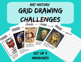 Grid Drawing Challenge - Art History Worksheets - Set of F