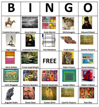 Preview of Art History K-12 BINGO Game