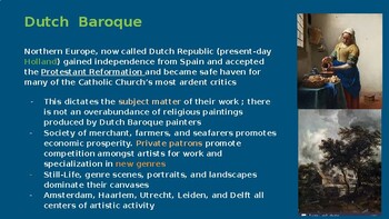Art History Lesson Plan: Dutch Baroque (6 artists *Rembrandt *Vermeer)