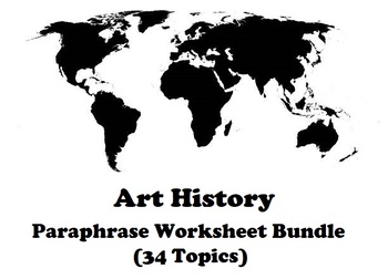 Preview of Art History Paraphrasing Worksheet Bundle (34 Topics)