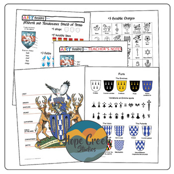 Preview of Art History Renaissance Medieval Dark Age Coat of Arms Heraldic Shield Worksheet