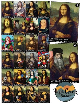 Preview of Art History Trading Cards Famous Artist MONA LISA Meme Leonardo Da Vinci Game