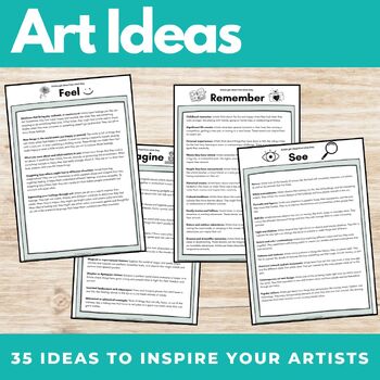Art Idea Generation Prompt List plus worksheet by Princess Artypants