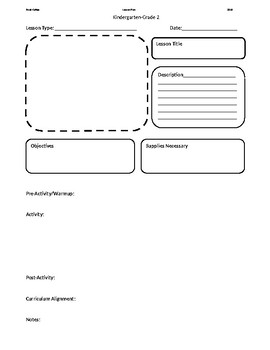 Preview of Art K-2 Lesson Planning Template with New Brunswick Curriculum Outcomes (BASIC)