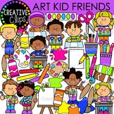 Art Kid Friends in the Classroom Clipart {Art Clipart at School}