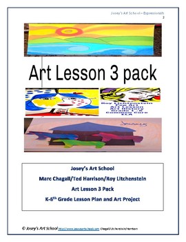 Preview of Art Lesson Bundle Chagall Litchenstein Harrison K 6th Grade History Common Core