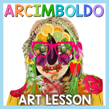 Preview of Arcimboldo Art Lesson- Food Faces Art Game - Art Substitute Plans