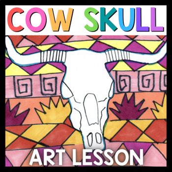 Preview of Art Lesson: Cow Skull | Art Sub Plans Georgia O'Keeffe Art History Project