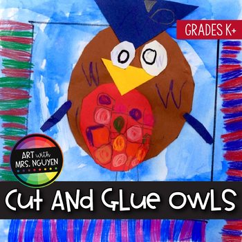 Preview of Elementary Art Lesson: Cut-and-Glue Owls