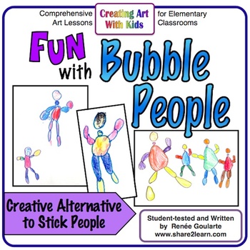 Preview of Art Lesson Directed Drawing Bubble People
