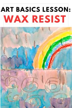 Preview of Wax Resist Art Lesson Spring Showers K 1st 2nd 3rd Grade