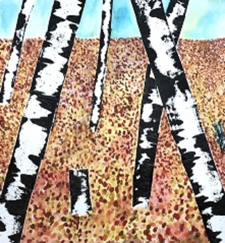 Preview of Art Lesson - GUSTAV KLIMT Birch Trees (4th/5th)