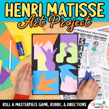 Preview of Henri Matisse Collage Art Project, Roll A Dice Game, Biography, & Exit Tickets