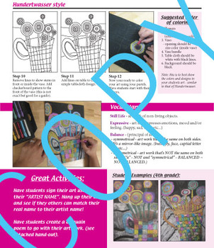 Preview of Art Lesson - Hundertwasser Still life (common core content) elementary art