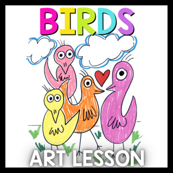 Preview of Art Lesson: James Rizzi Birds | Art Project for Kids with Writing Activities