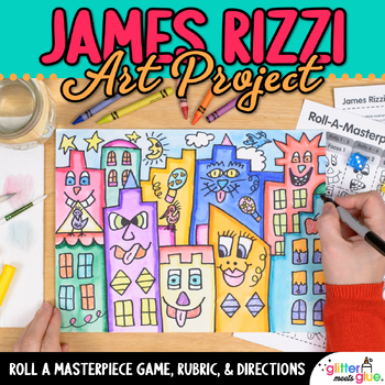 Preview of Pop Art Lesson: James Rizzi Cityscape Roll A Dice Game and Art Sub Plan