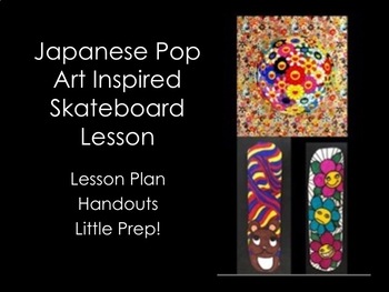 Preview of Middle and High School Art Lesson-Japanese Pop Art/Murakami Inspired Skateboard
