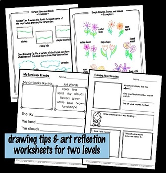 Art Lesson Sky and Land Directed Drawing Landscape | TpT