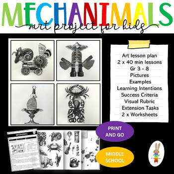 Preview of Art Lesson: Mechanimals - A Collage Project