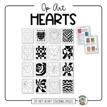 Art Lesson Op Art Hearts By Expressive Monkey The Art Teacher S