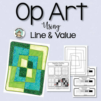 Preview of Art Lesson • Op Art Using Line & Value • Step by Step Drawing