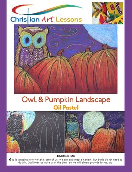Preview of Art Lesson - Owl & Pumpkin Landscape