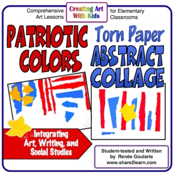 Preview of Art Lesson Patriotic Torn Paper Abstract Collage
