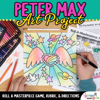 Preview of Peter Max Art Lesson: Pop Art Heart Step By Step Drawing, Artist Study, Rubric