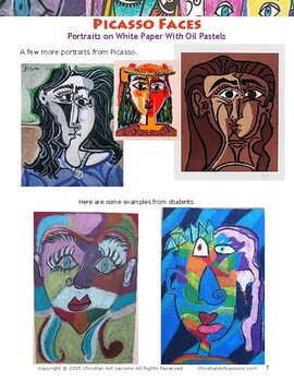 Art Lesson: Picasso Faces - Portraits on White Paper With Oil Pastels