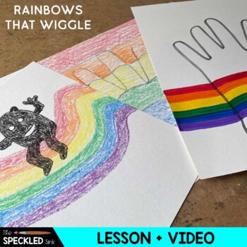 Preview of Art Lesson Plan with video demo. Rainbows that Wiggle. 2 lessons in one.