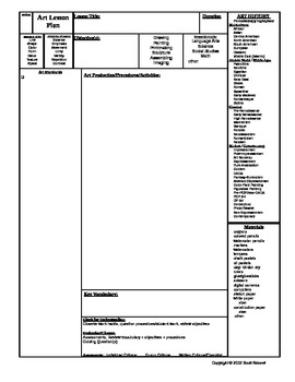 Preview of Art Lesson Plan Format includes blank section for state standards