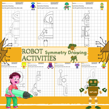 Preview of Robots Lines of Symmetry Fun Worksheets