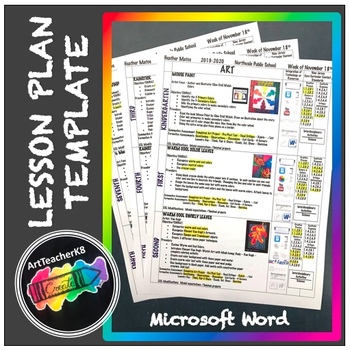 Preview of Art Lesson Plan Template K - 8 - Editable Microsoft Word