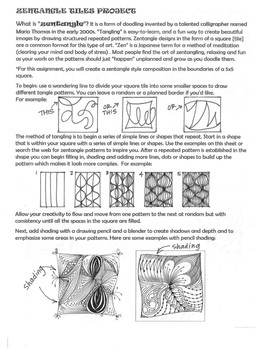 Zentangle Lesson Worksheets Teaching Resources Tpt
