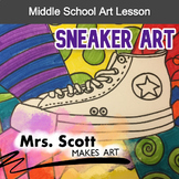 Art Lesson - Sneakers Drawing - Middle School 6/7/8 - Sub Plan