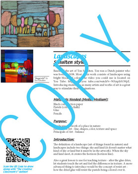 Preview of Art Lesson Ton Schulten Landscape with BONUS QR Code to draw along with author