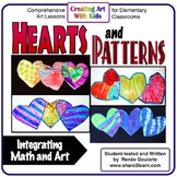 Art Lesson Valentine's Day Hearts and Patterns Math Integrated