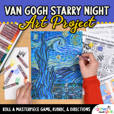 Art Lesson: Van Gogh Starry Night Roll A Dice Game, Art Sub Plans, & Assessments