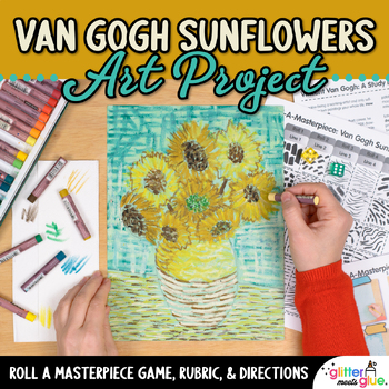 Preview of Van Gogh Sunflowers Art Project: Roll a Dice Drawing Game & Artist's Reflection