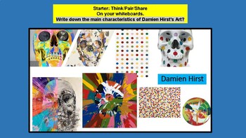 Preview of Art Lesson- Year10/9th Grade. Damien Hirst skulls GCSE sketchbook double page.
