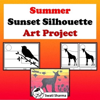 Preview of Summer Art Projects Sunset Silhouettes, Fall Art Activities, Coloring Pages