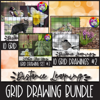 Preview of Art Lessons, Grid Drawing Art Activities Bundle