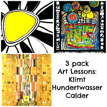Preview of Art Masterpiece 3 Bundle Art Lessons Klimt Calder and Hundertwasser History