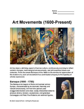 Preview of Art Movements (1600-Present) Worksheet