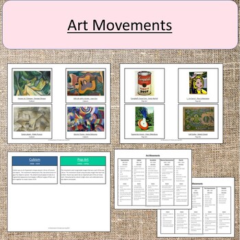 Art Movements Kindergarten and 1st Grade First Activities | TPT