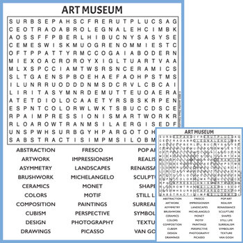 Preview of Art Museum Word Search