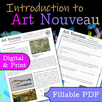 Preview of Art Nouveau - History Lesson - Research and Questions - Literacy - Fillable PDF