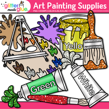Art Class Clip Art Set. Art Supplies Clip Art. Art Studio Clip Art. Paint  and Easel. Teacher Clip Art. Drawing Supplies. ID268 